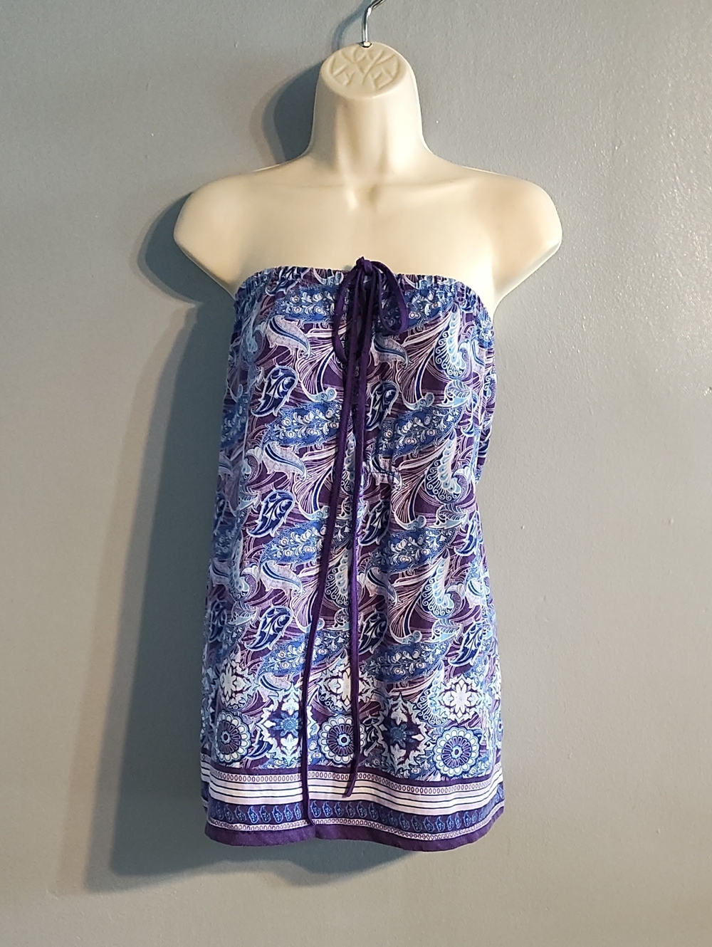 Bugle Boy For Her Vintage Women's Strapless Purple Paisley Tube Top